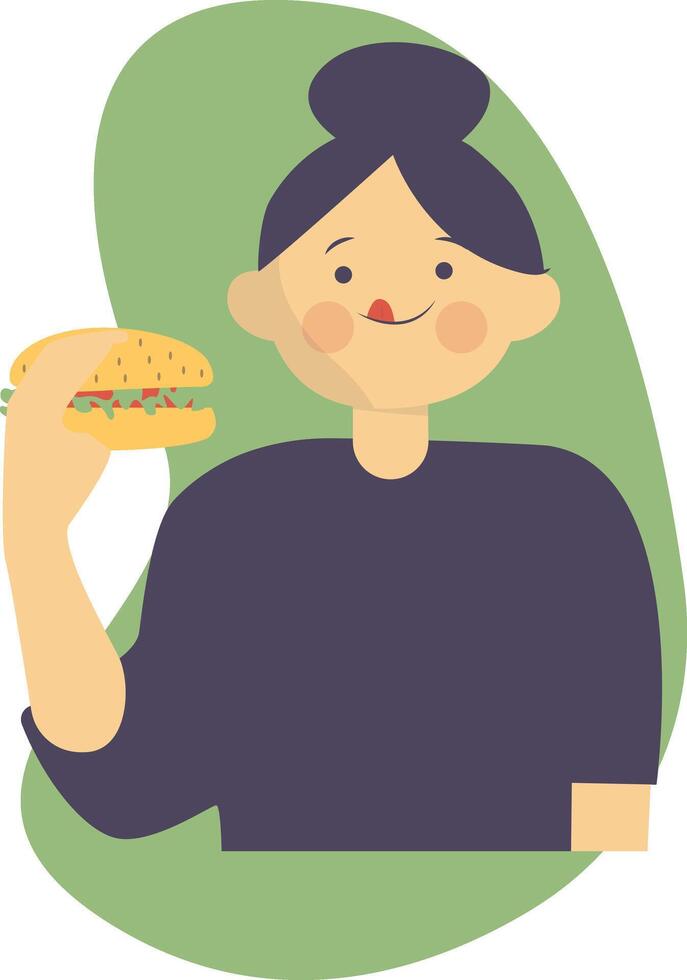 Character of Hamburger Day with Flat Design. vector