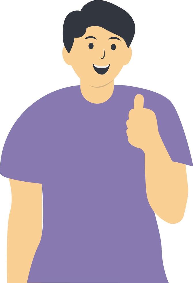 Excited Person Character Isolated on White Background. vector