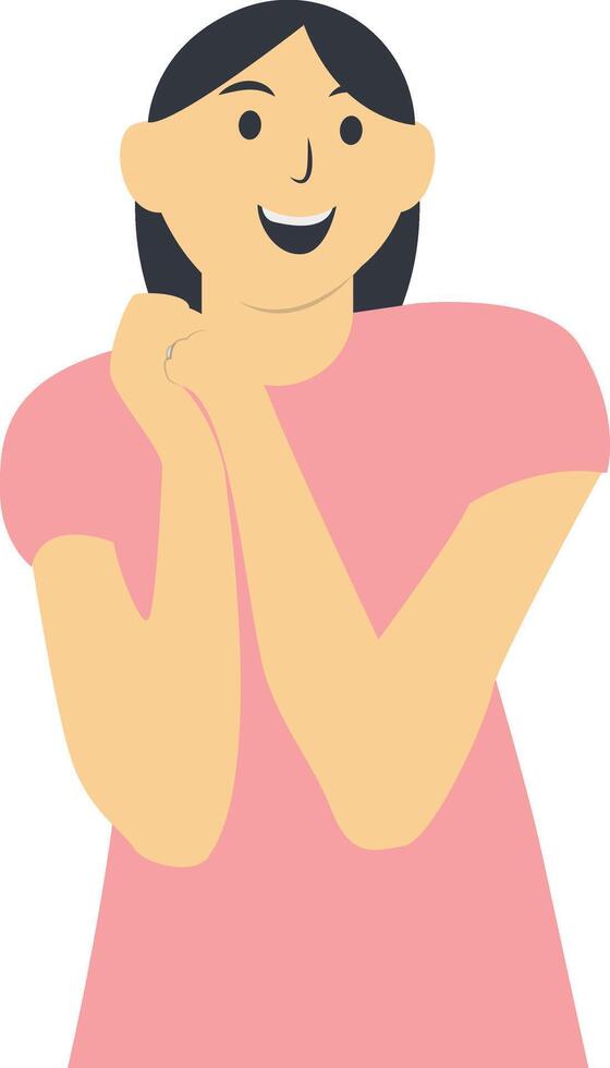 Excited Person Character with Flat Cartoon Design vector