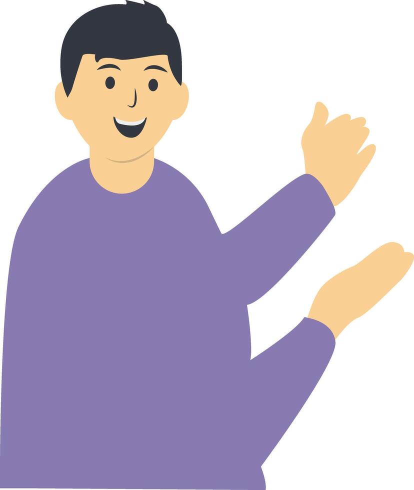 Excited Person Character on White Background vector