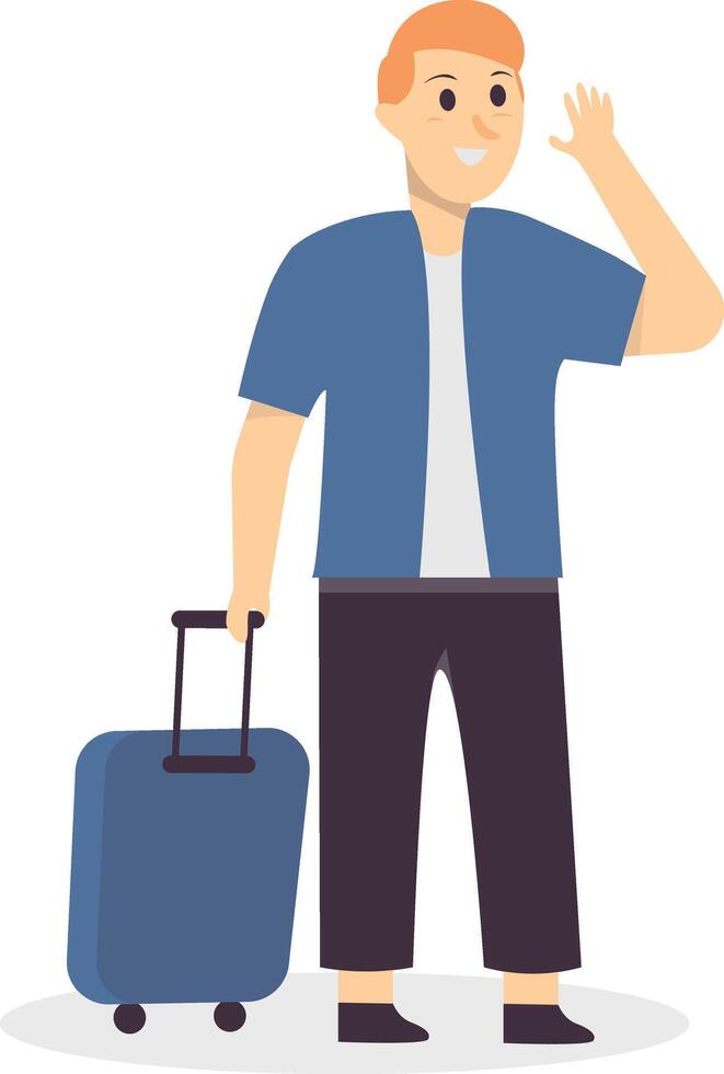 Traveler Character with Cartoon Design Concept. vector