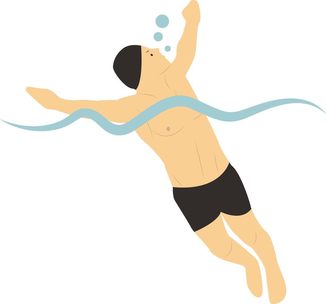 Swimming People Character in Flat Design vector
