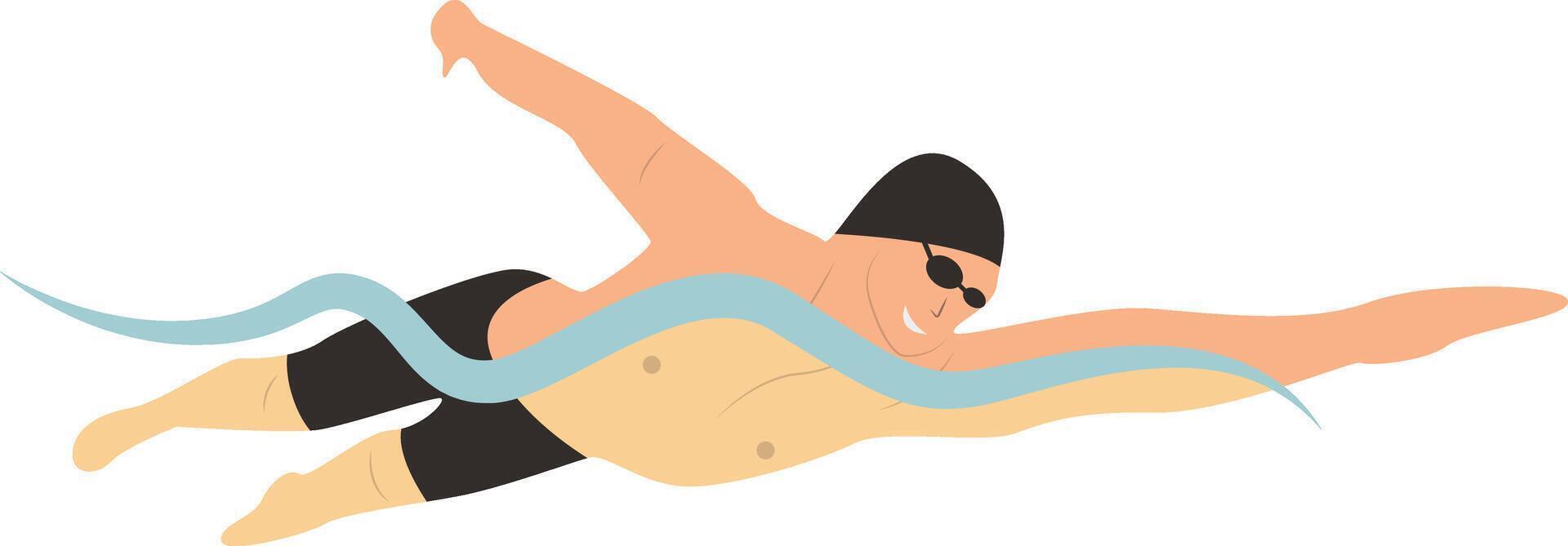 Swimming People Character in Flat Design. vector