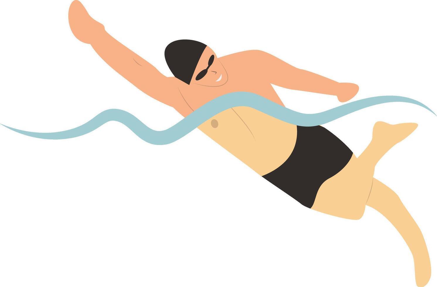 Swimming People Character with Flat Design. vector