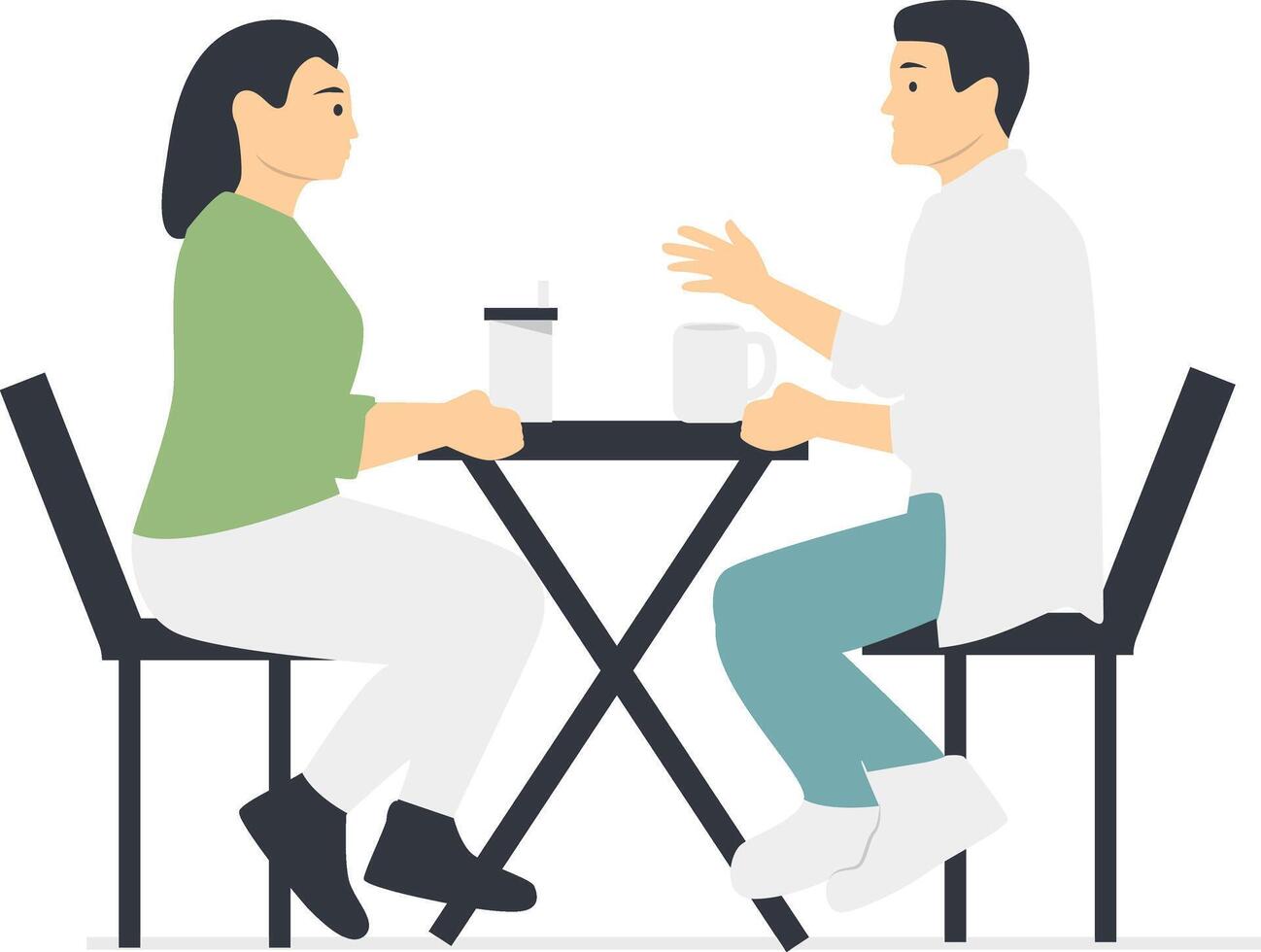 People Sitting at the Cafe Isolated with Flat Design. vector