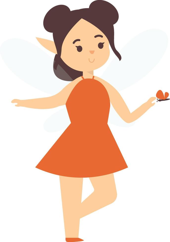 Cute Fairy Illustration with Flat Design. vector