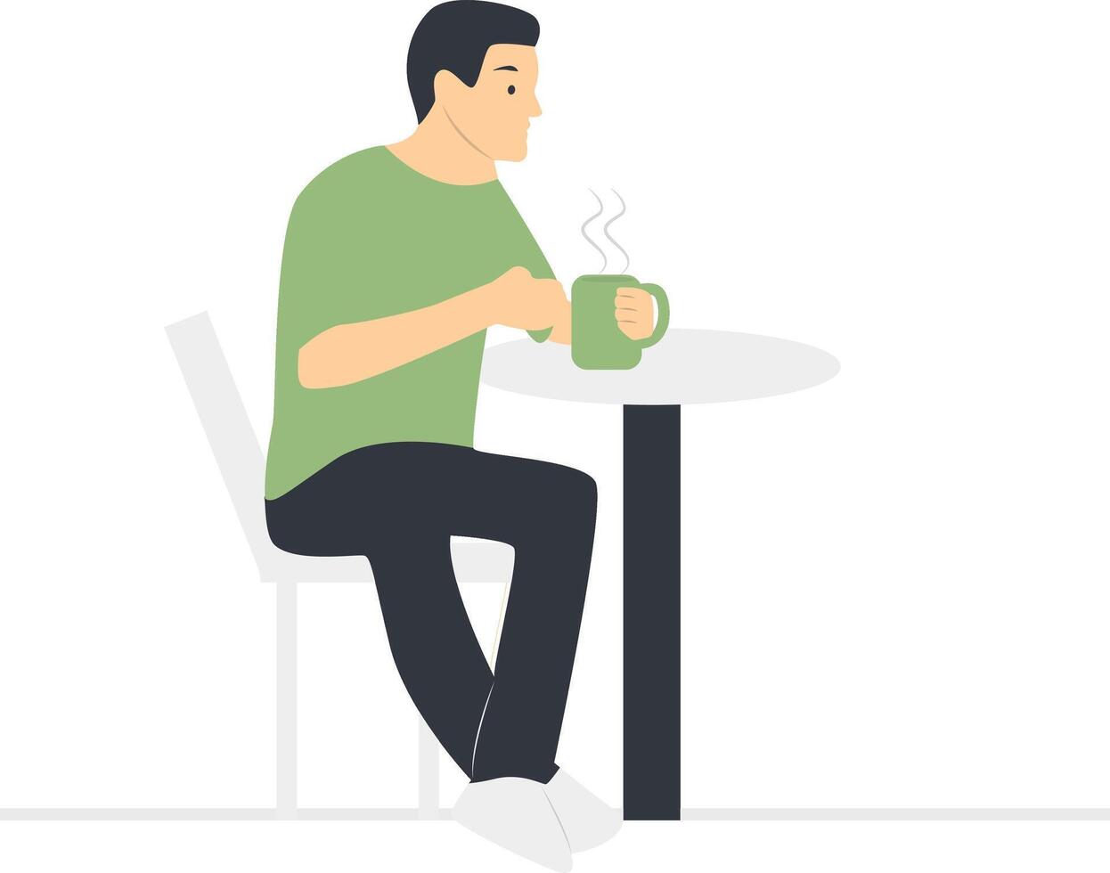 People Sitting at the Cafe on White Background. vector