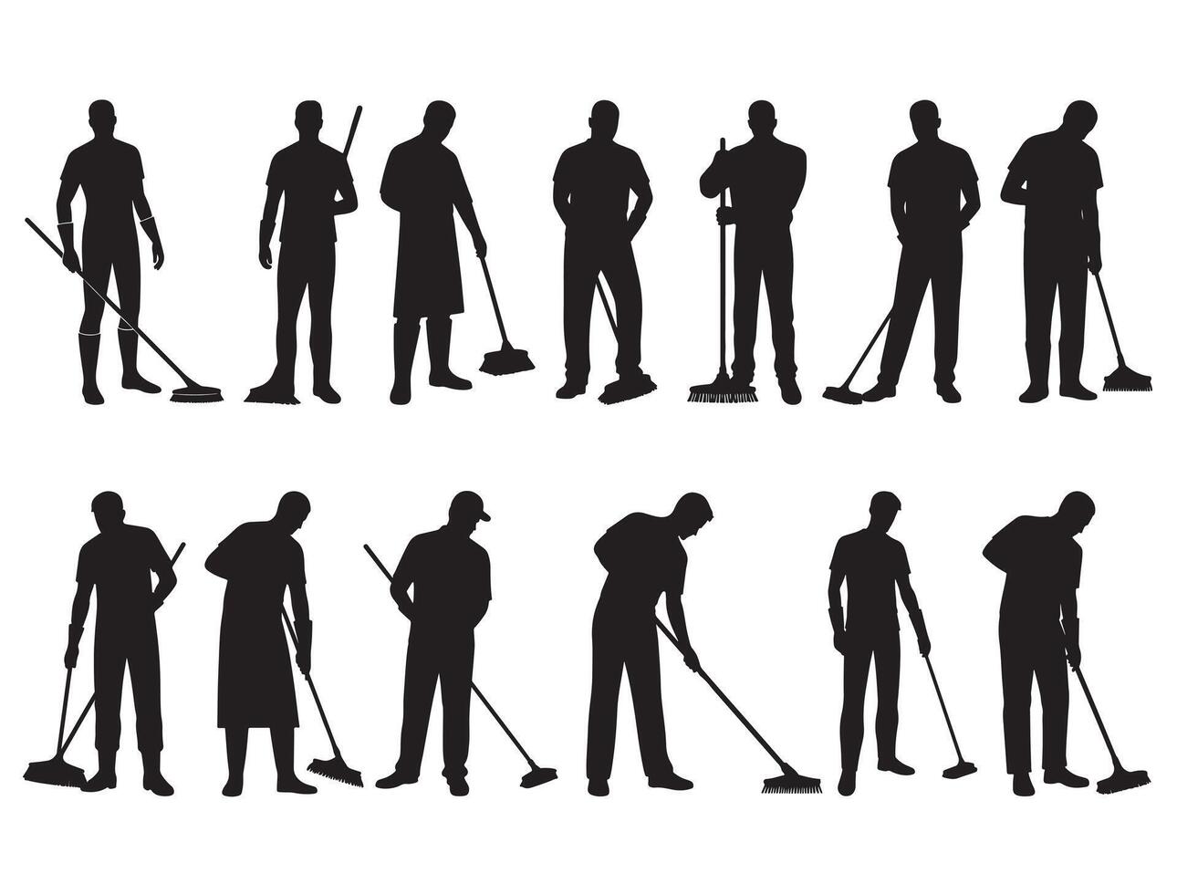 Cleaner silhouette white background vector