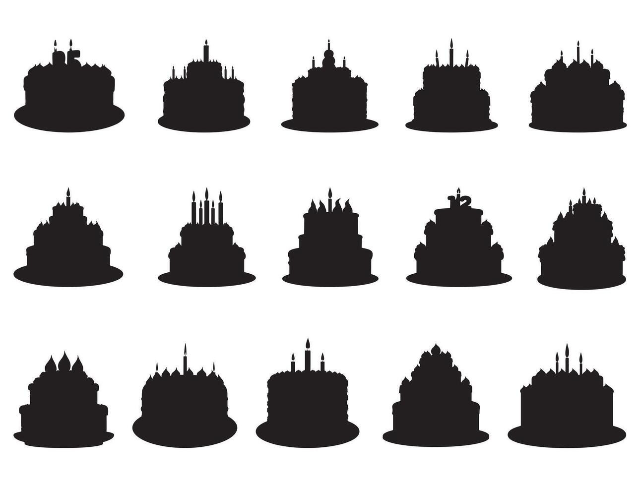 Birthday cakes silhouette white background vector