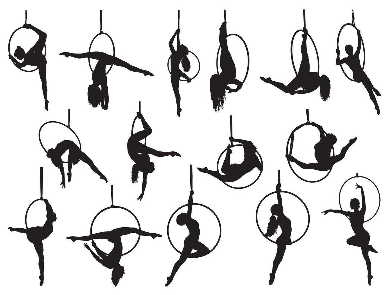 Aerial Hoop silhouette white background vector