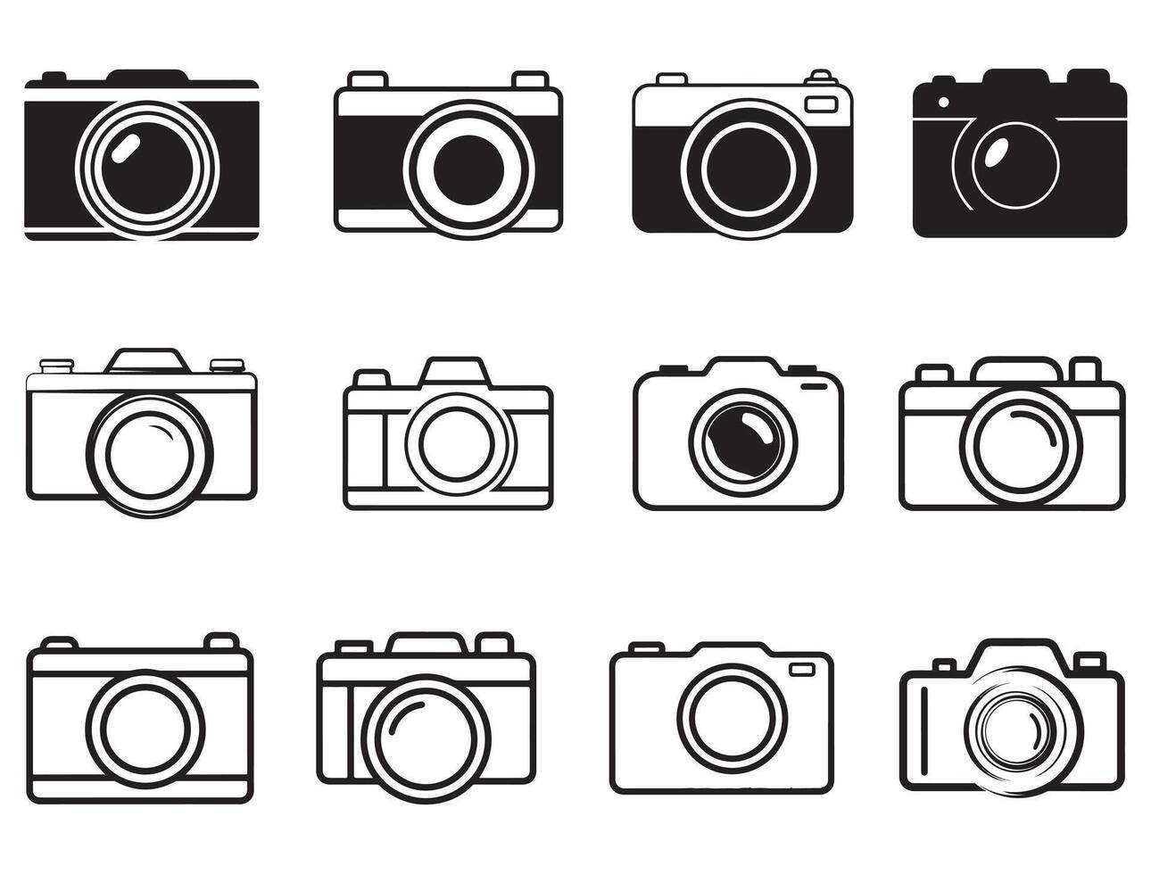 Camera Icons silhouette white background vector