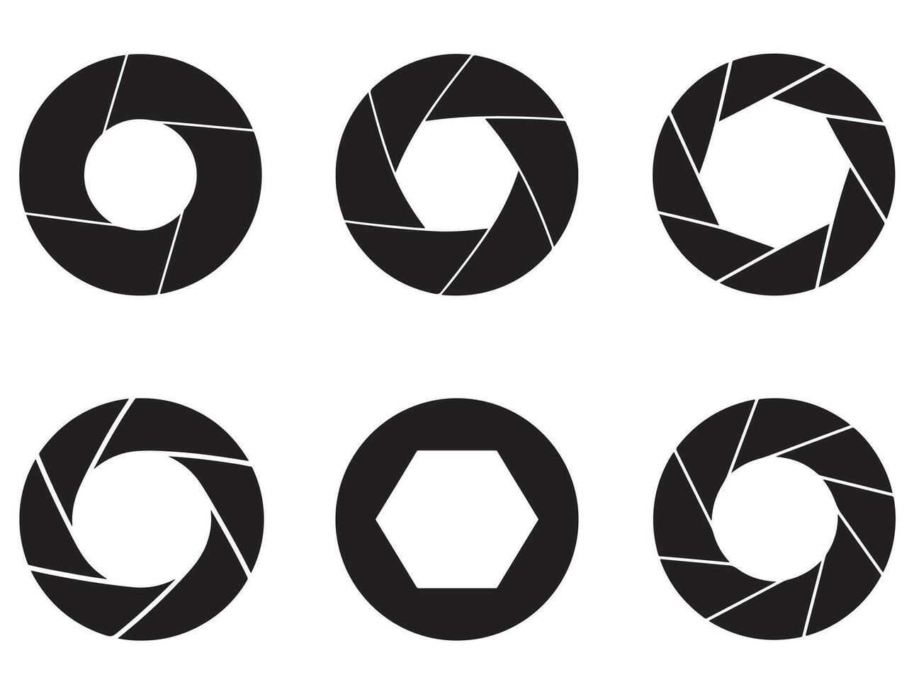Aperture icons silhouette white background vector