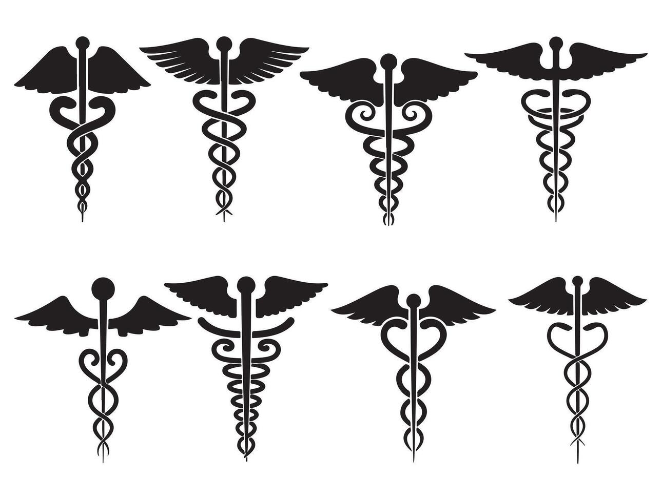 Caduceus silhouette white background vector