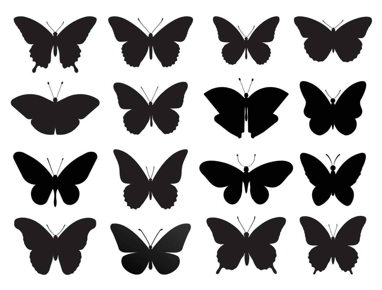 Butterfly silhouette white background vector
