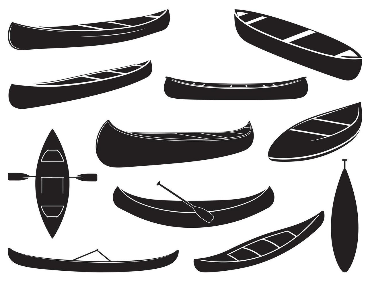 Canoe silhouette white background vector