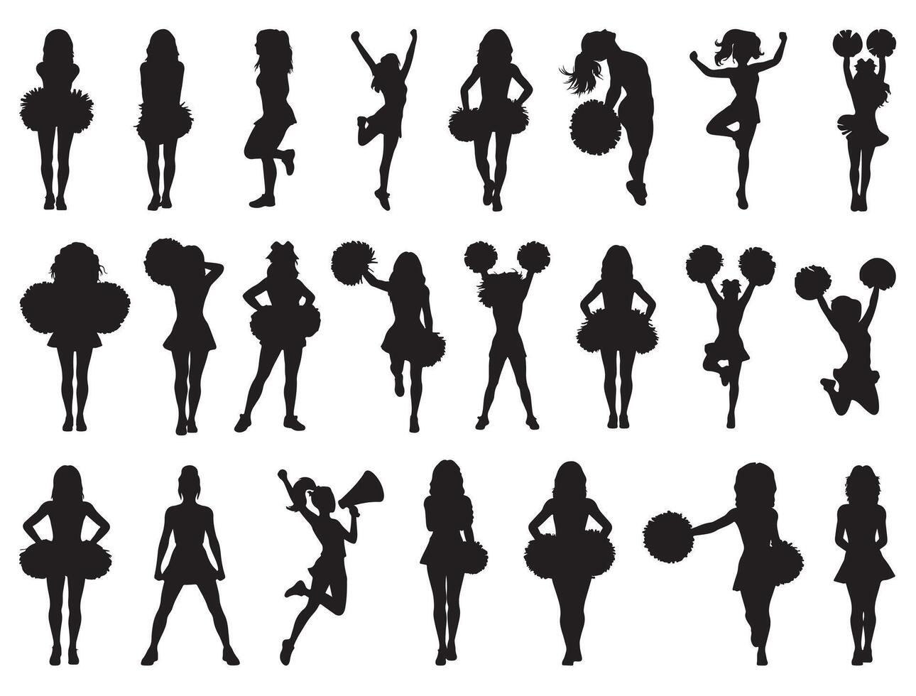 Cheerleader silhouette white background vector