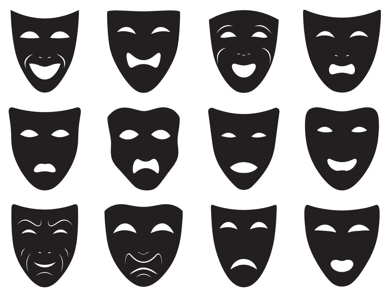 Drama mask silhouette white background vector