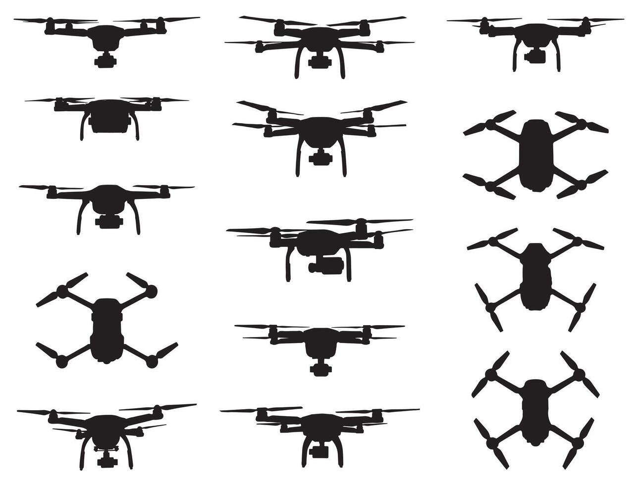 Drone silhouette white background vector