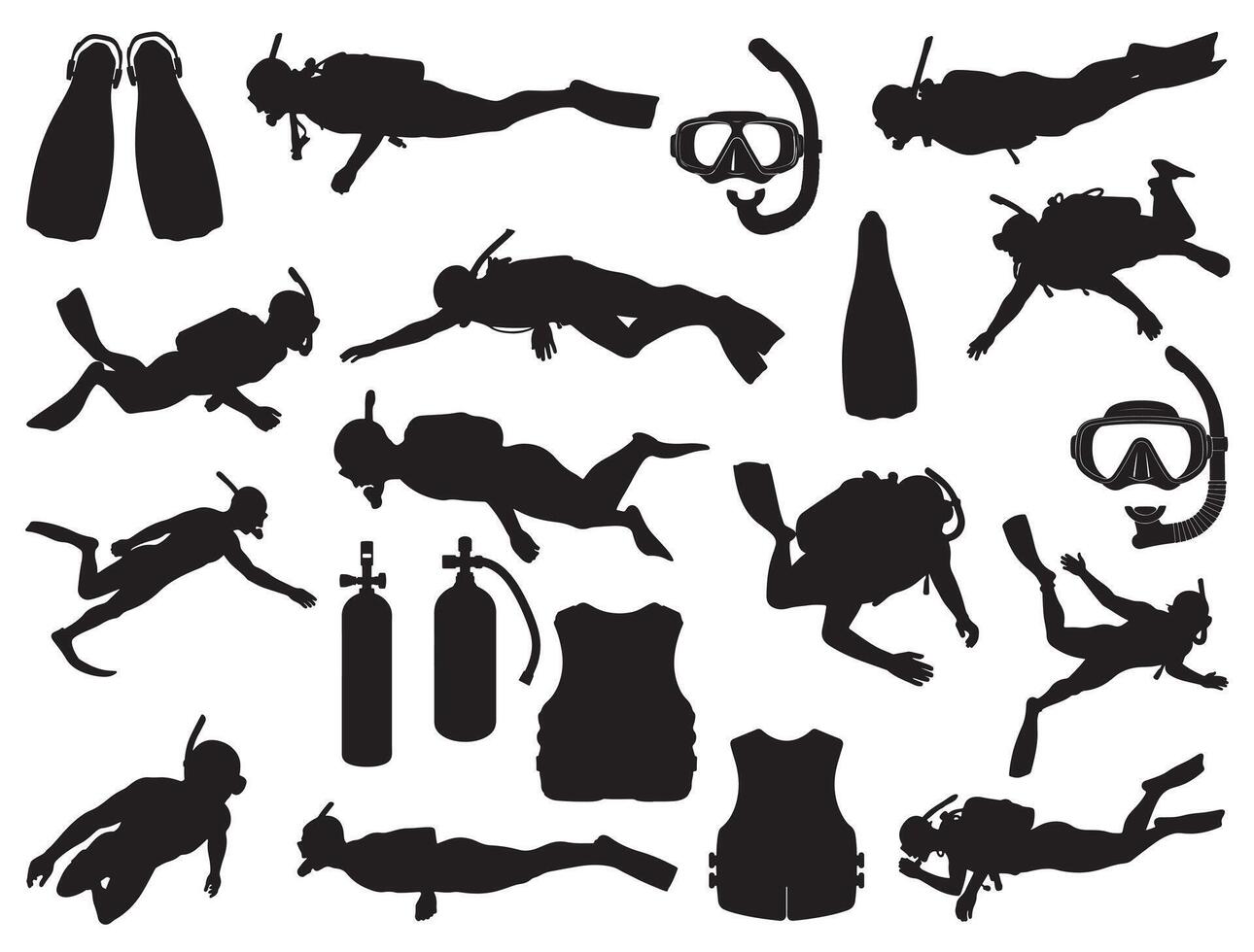 Diving silhouette white background vector