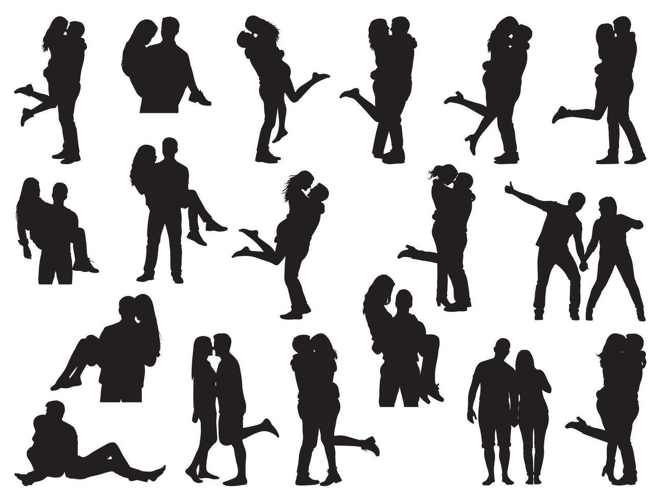 Couples silhouette white background vector