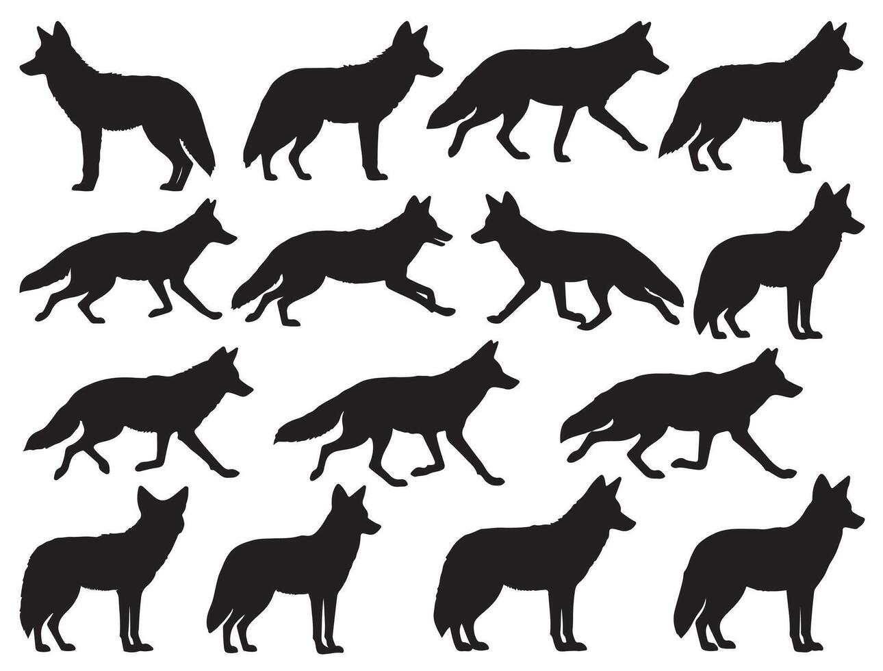 Coyote silhouette white background vector