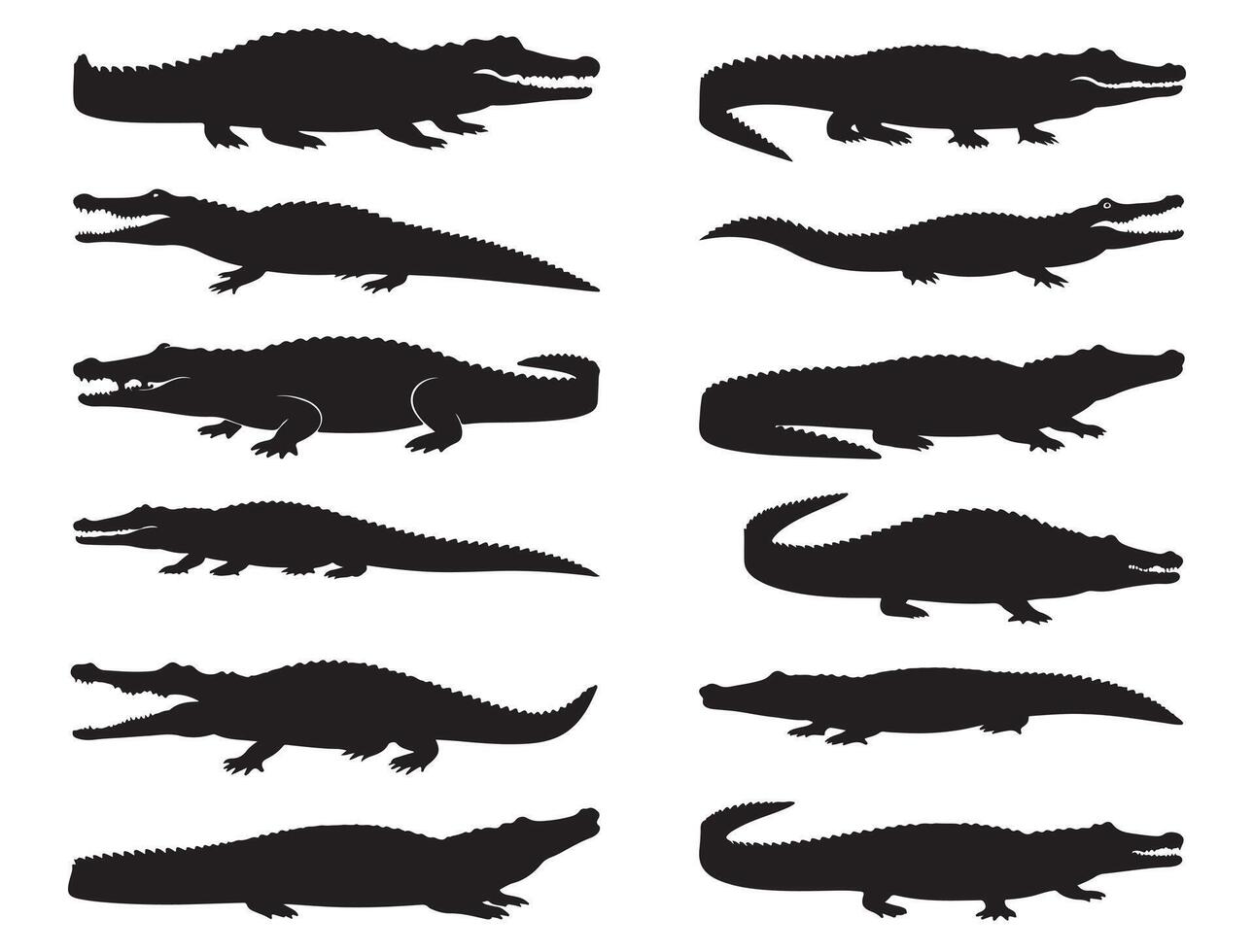 Crocodile silhouette white background vector