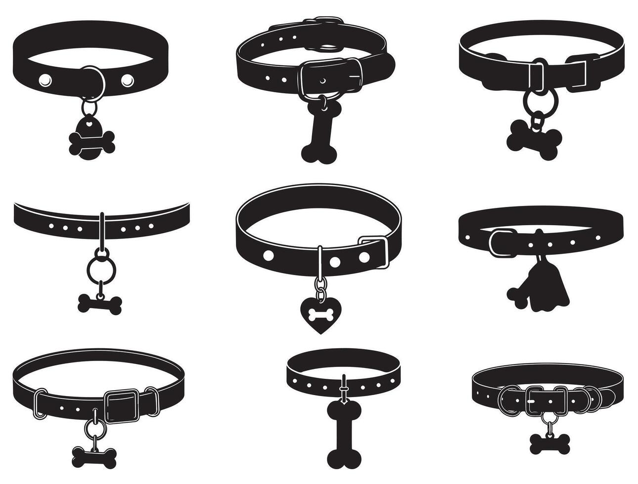Dog collar silhouette white background vector