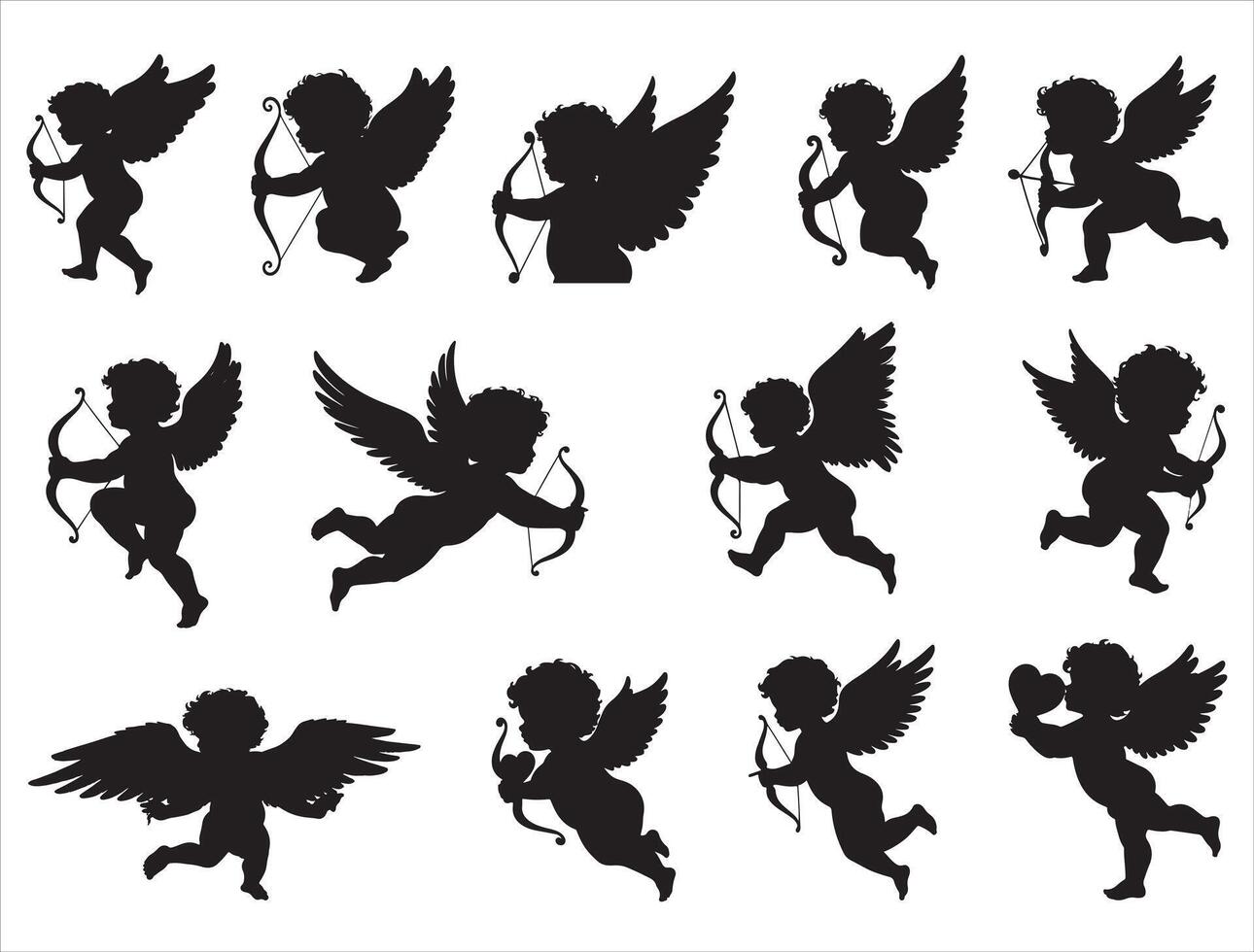 Cupid silhouette white background vector