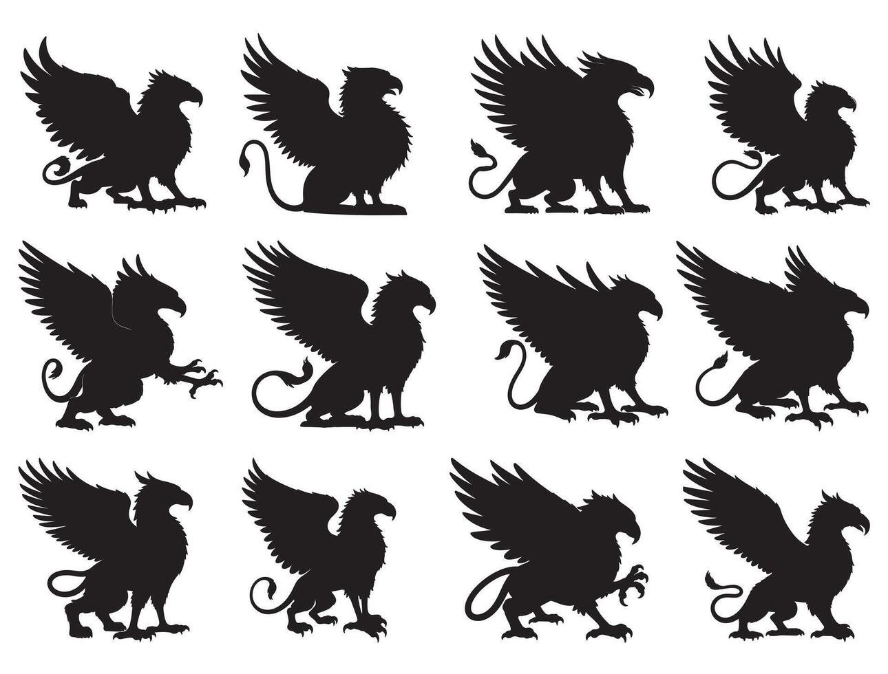 Griffin silhouette white background vector