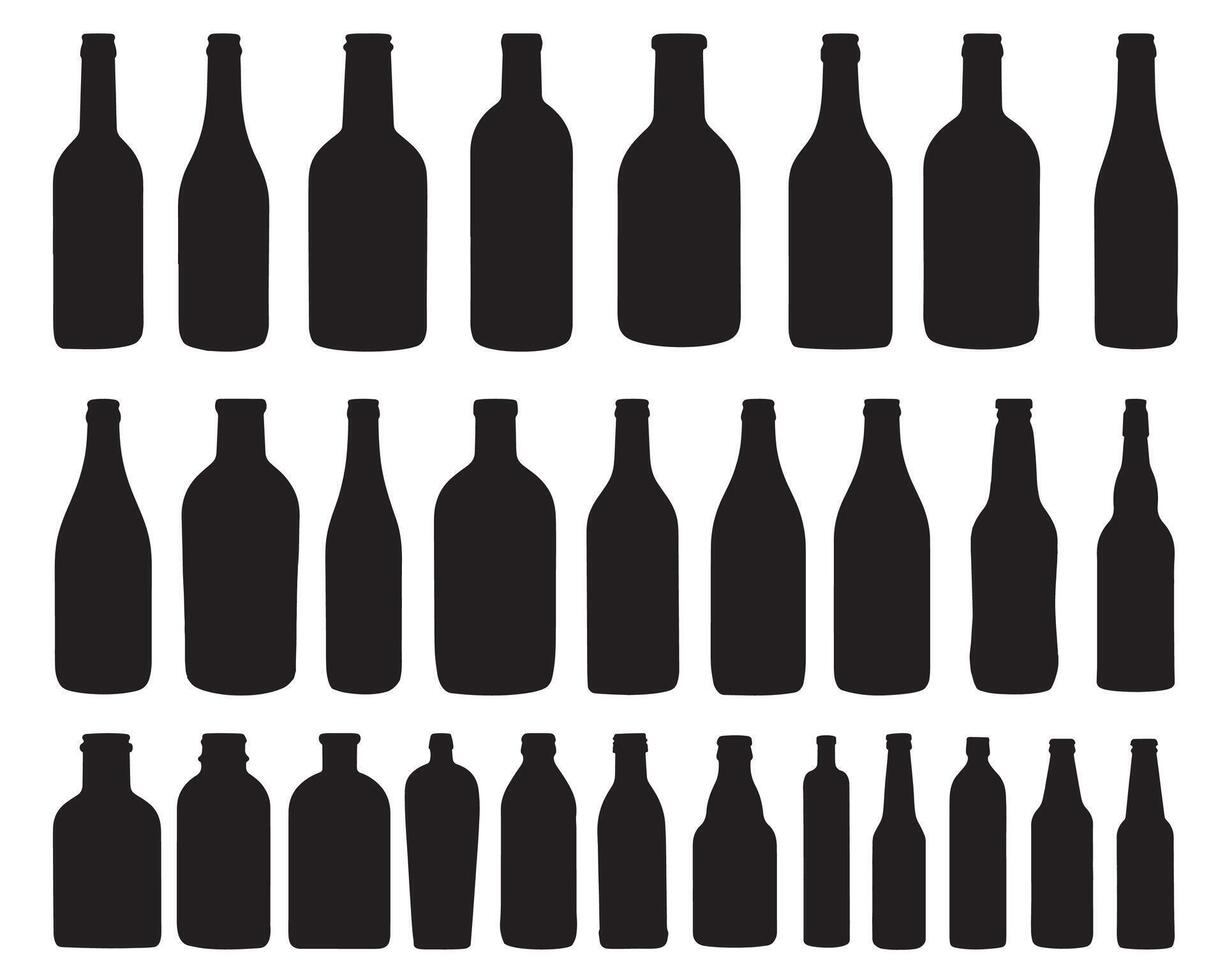 Glass bottles silhouette white background vector