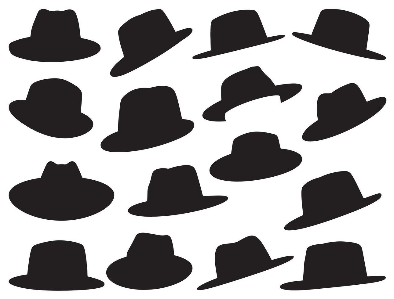 Fedora hats silhouette white background vector