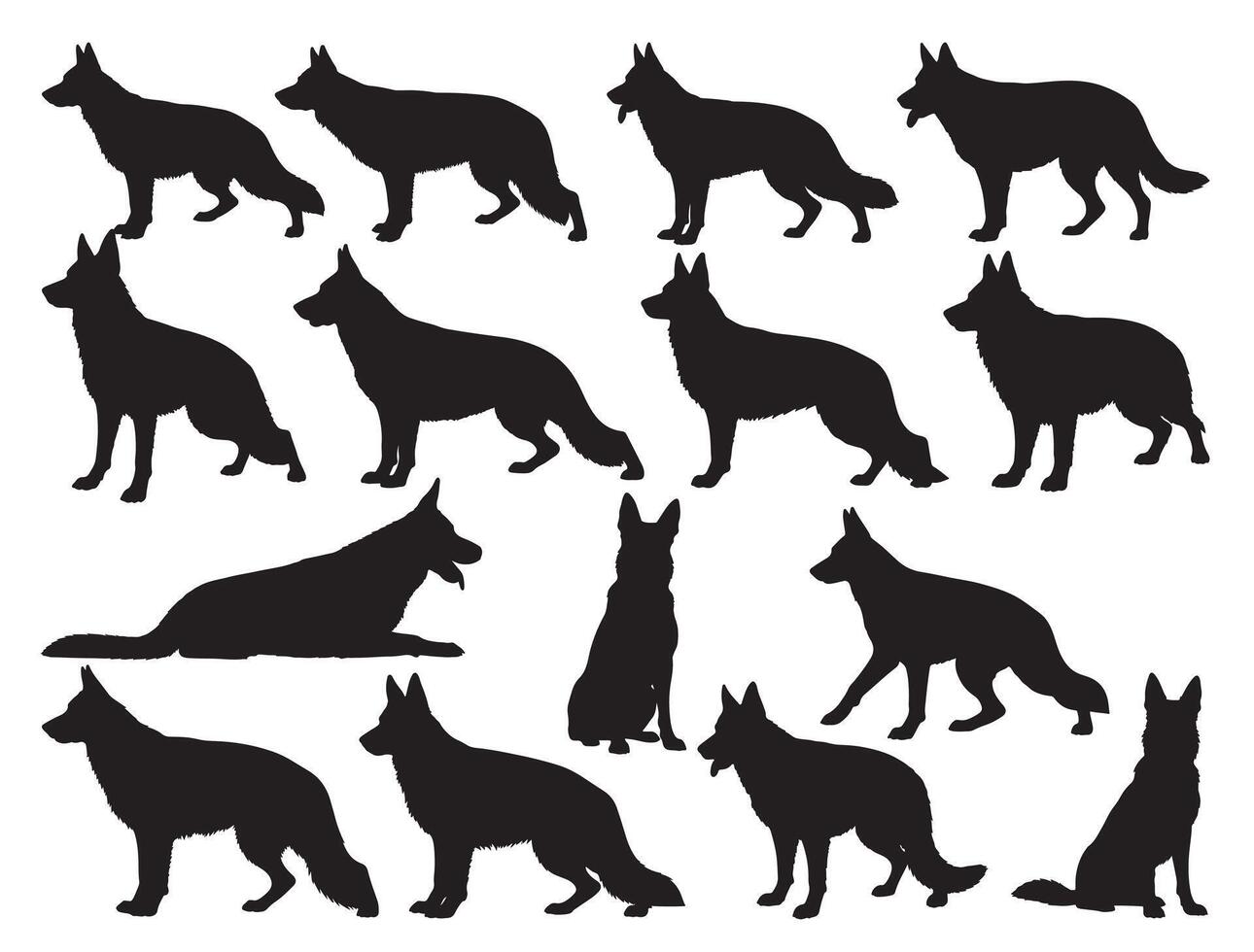 German Shepherd silhouette white background vector