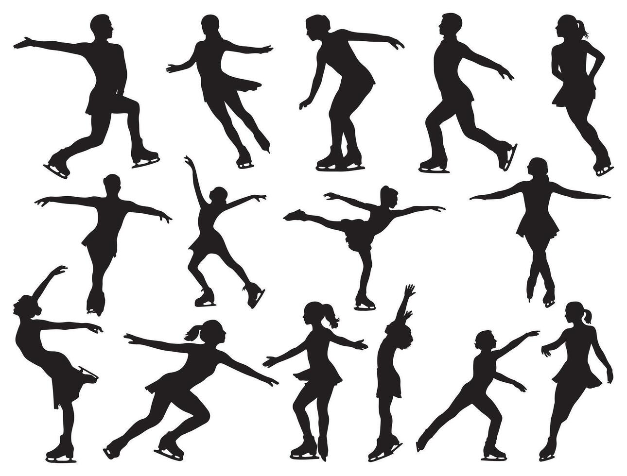 Figure skating silhouette white background vector