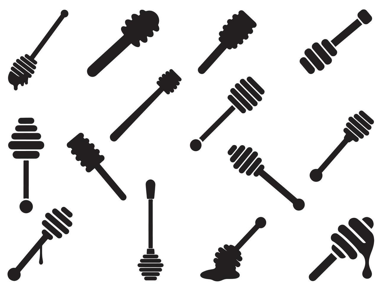 Honey dipper silhouette white background vector