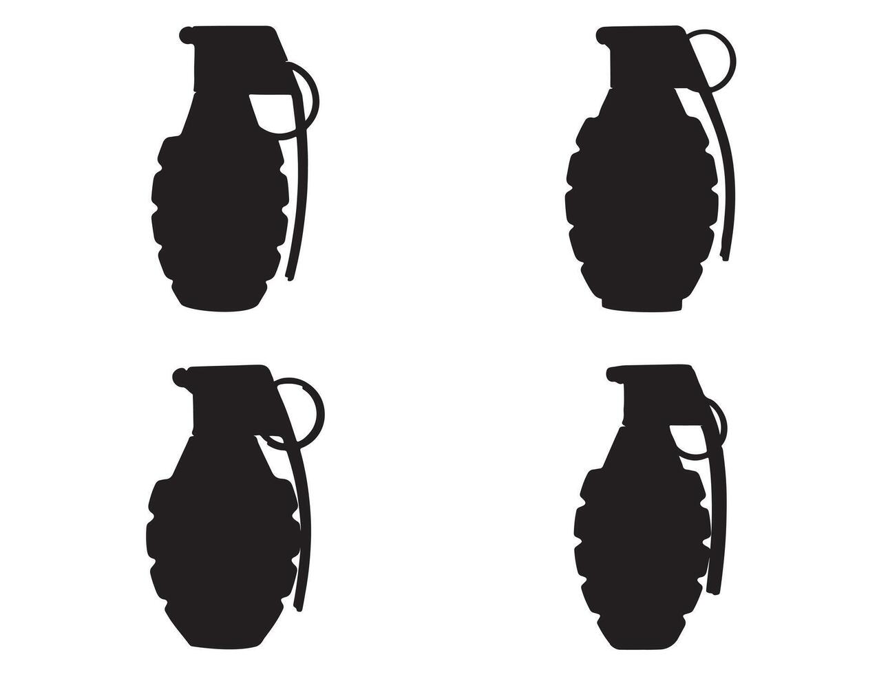 Hand grenade silhouette white background vector