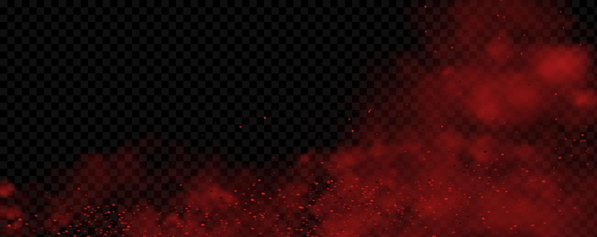 Red powder explosion on black background vector