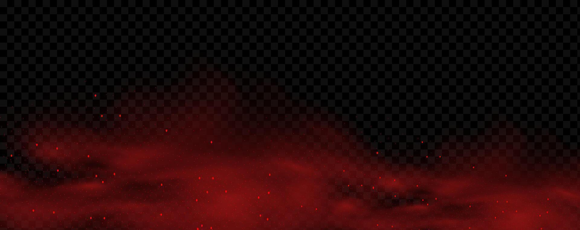 Red smoke on black background vector