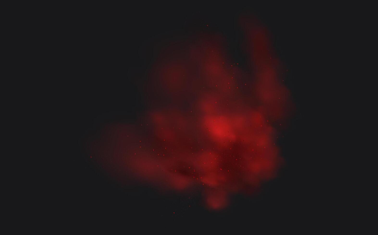 A red smoke cloud on a black background vector