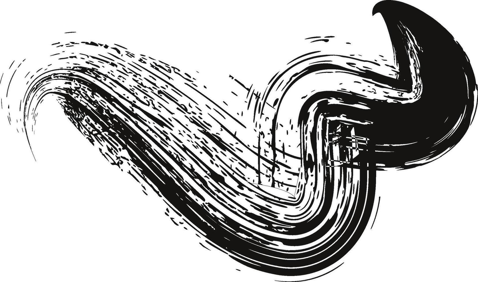 A black and white drawing of a wave vector