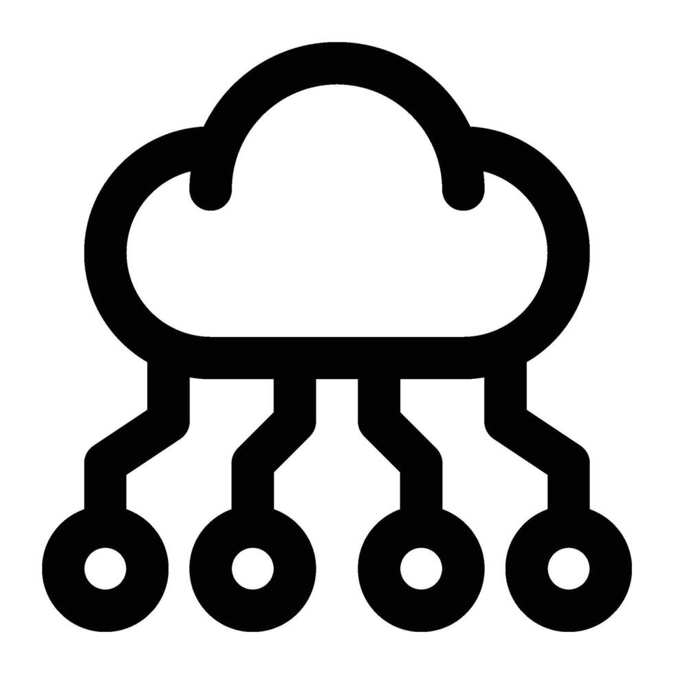 Cloud Technology, Cloud System Outline Icon vector