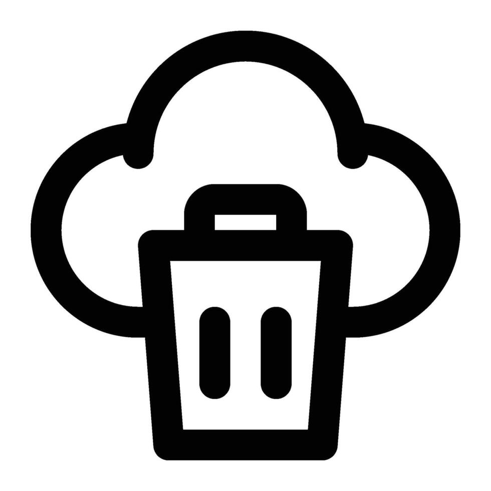 Cloud Delete, Trash Outline Icon vector