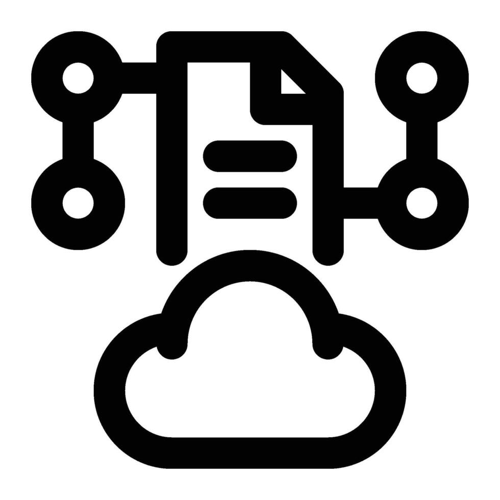Cloud File Sharing, Document Outline Icon vector