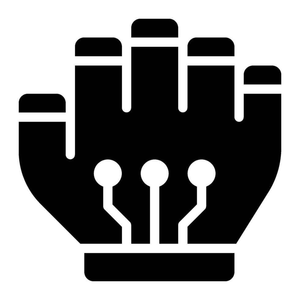 Smart Glove, Gesture Recognition Glyph Solid Icon vector