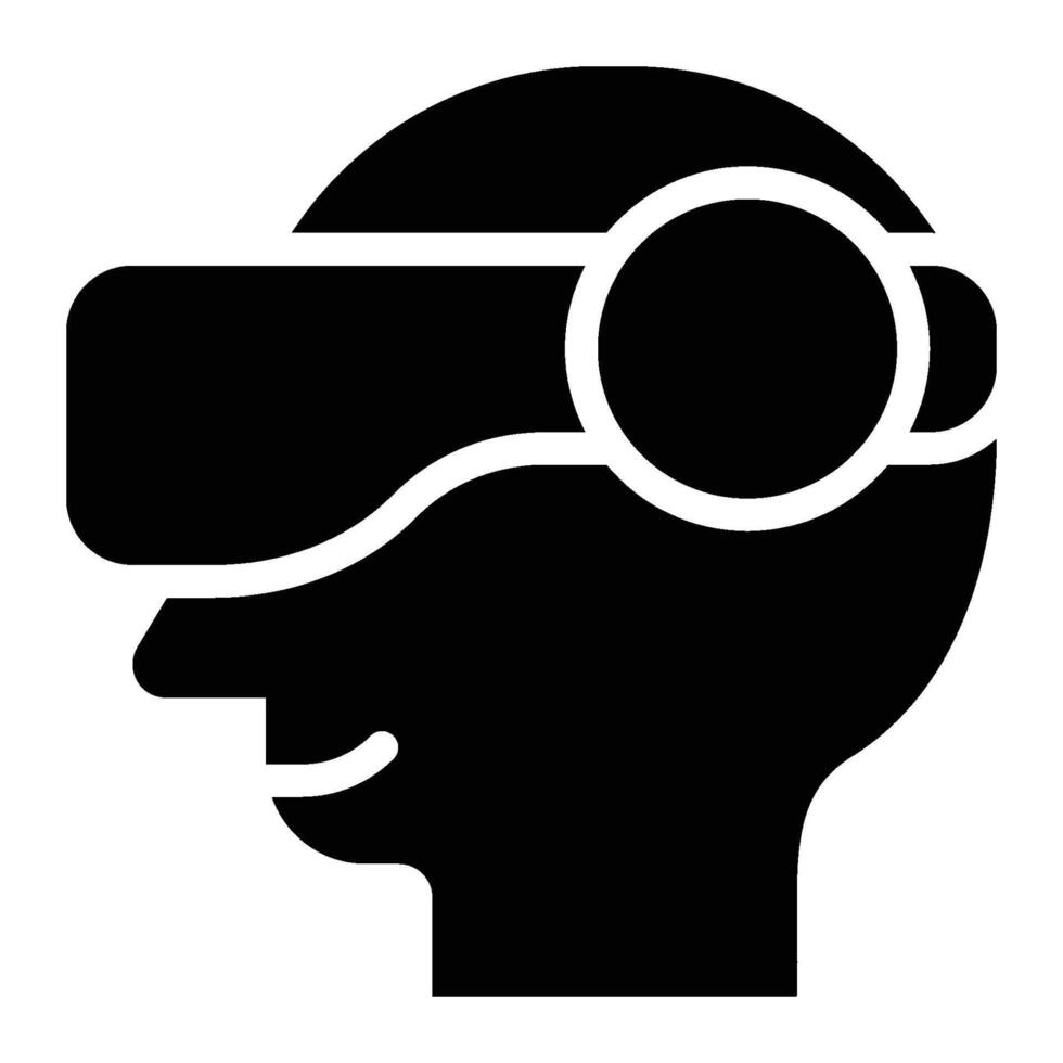 Head Mounted Display, Virtual Reality Glyph Solid Icon vector
