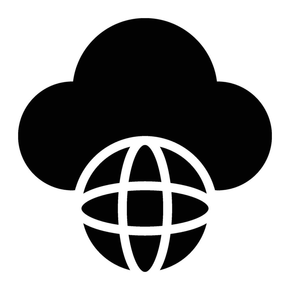 Public Cloud, Cloud Computing Glyph Solid Icon vector