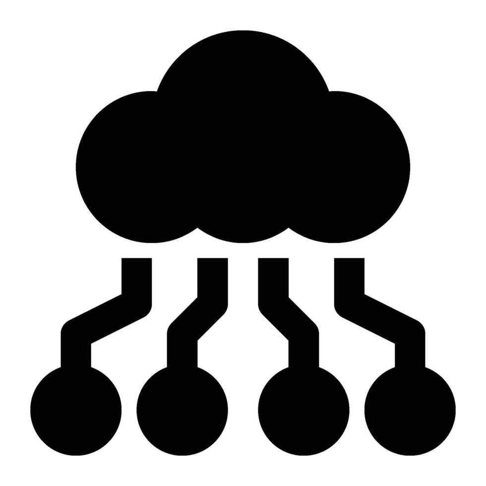 Cloud Computing, Cloud Technology Glyph Solid Icon vector