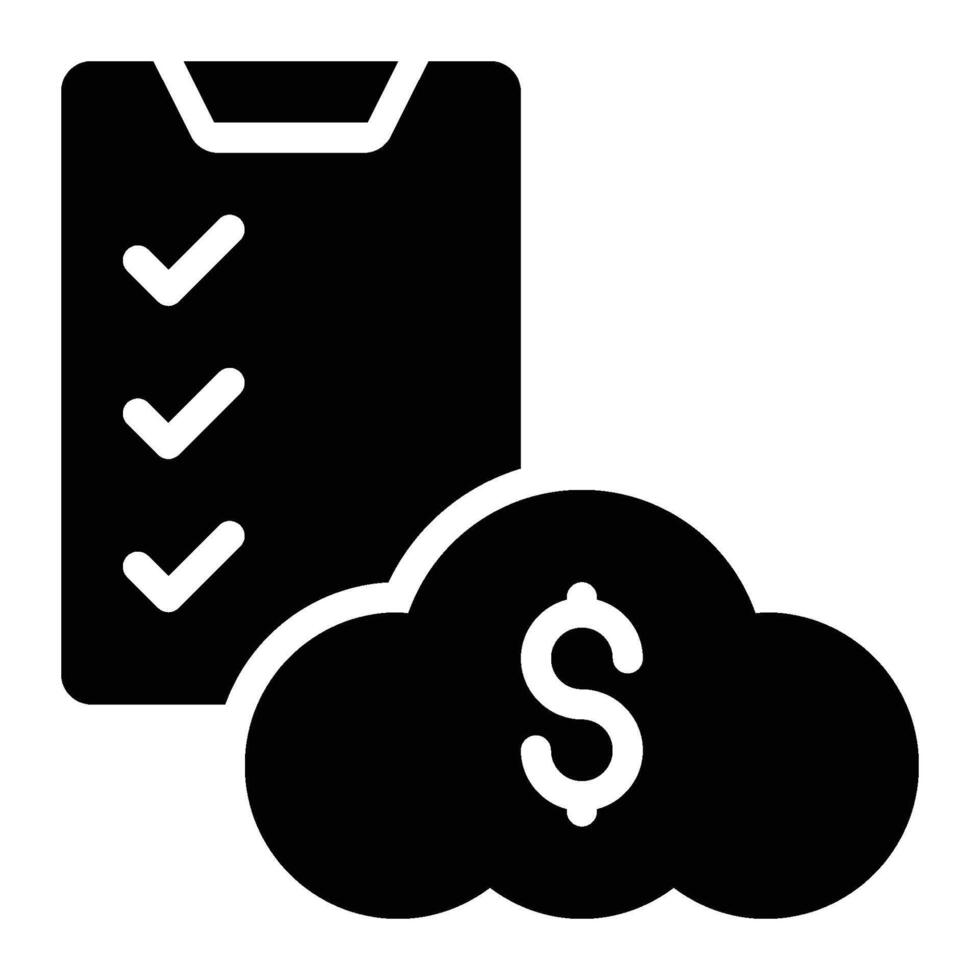 Cloud Cost, Cost Management Glyph Solid Icon vector