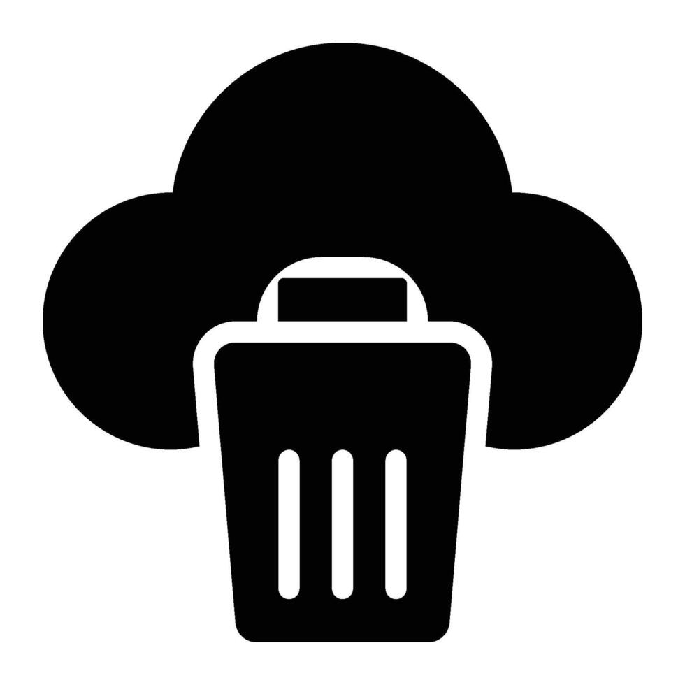 Cloud Delete, Cloud Computing Glyph Solid Icon vector