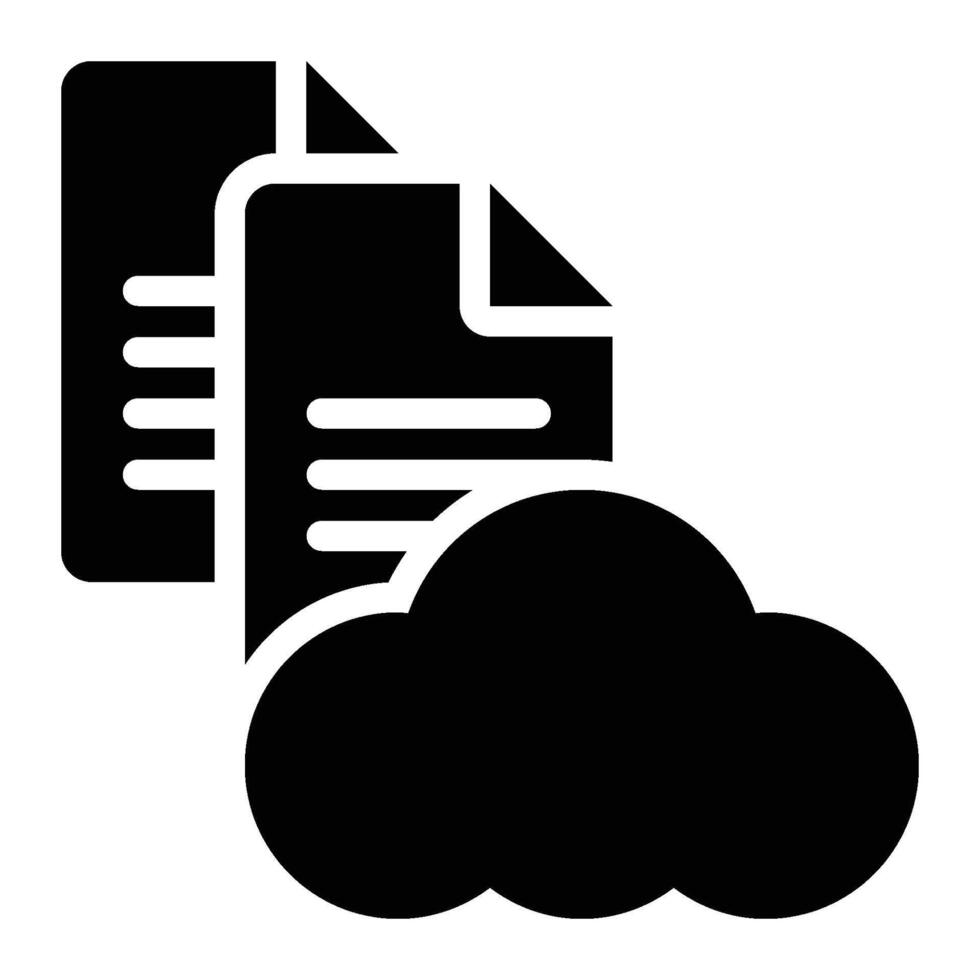 Cloud Data, Cloud Storage Glyph Solid Icon vector