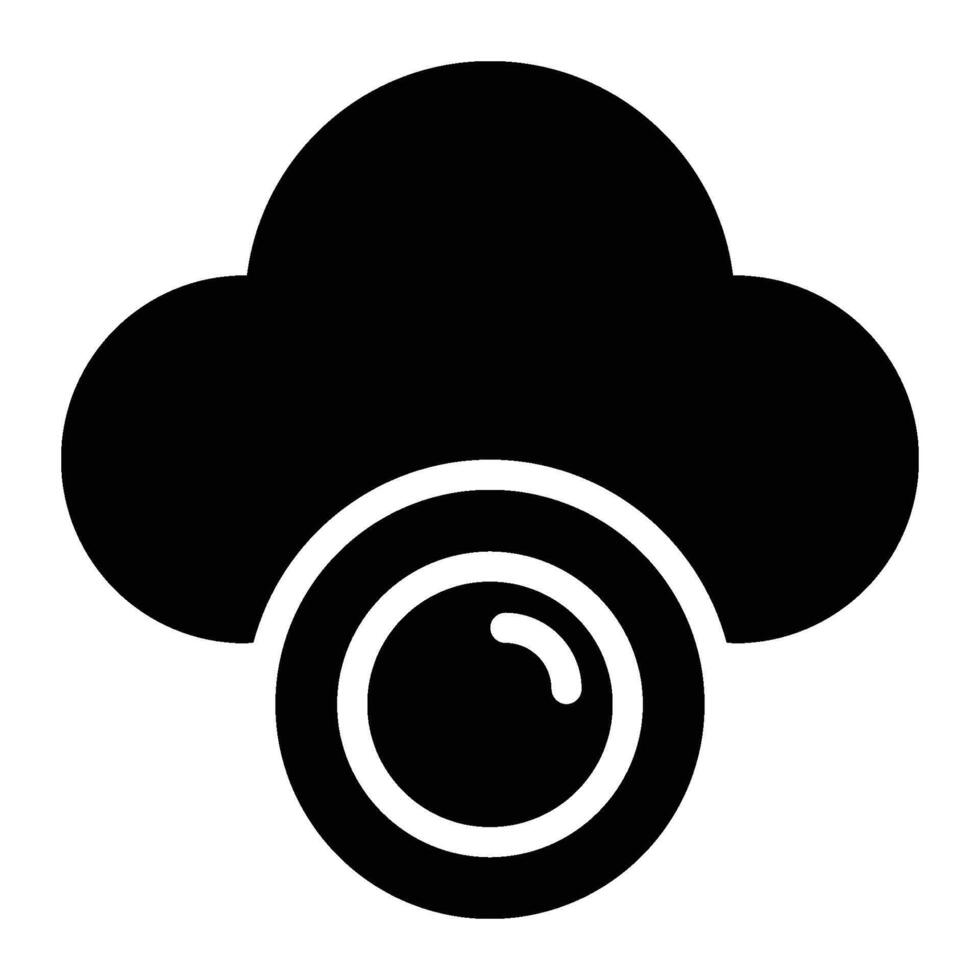 Cloud Camera, Cloud Computing Glyph Solid Icon vector